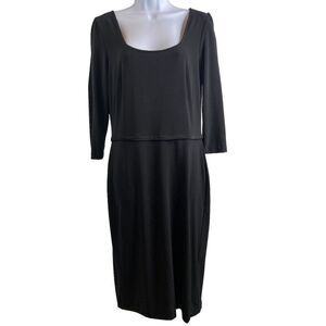 Leona Edmiston Frocks Women's Black Midi‎ Dress Size M Office Goth Witchy Career